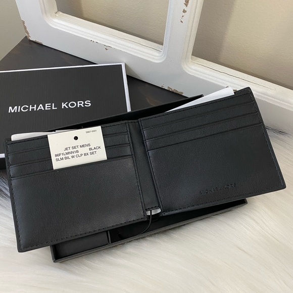 Michael Kors Jet Set Men’s Slim Billfold Wallet Money Clip Box Set - Picture 5 of 13